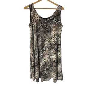 Y6- Jostar Sleeveless Animal Print A-Line Dress in Brown and Black Medium Med